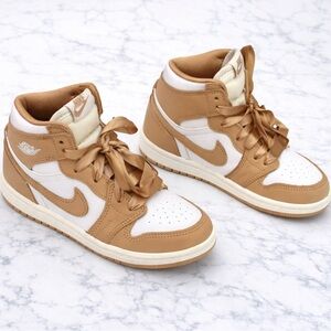 Nike Kids' Brown and White High-Top air Jordan Sneakers